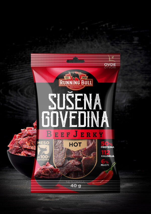 Running Bull - Hot Beef Jerky (sušena govedina)